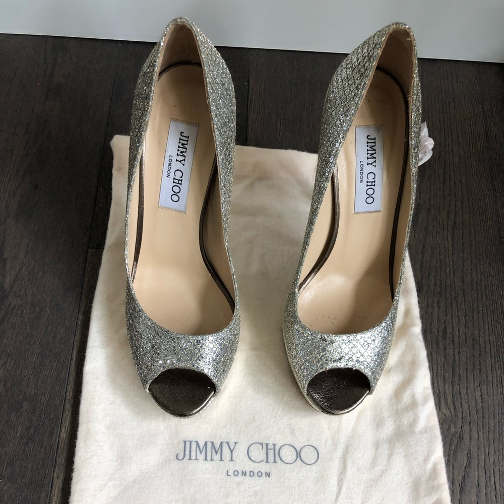 Jimmy Choo glitter Peeptoe